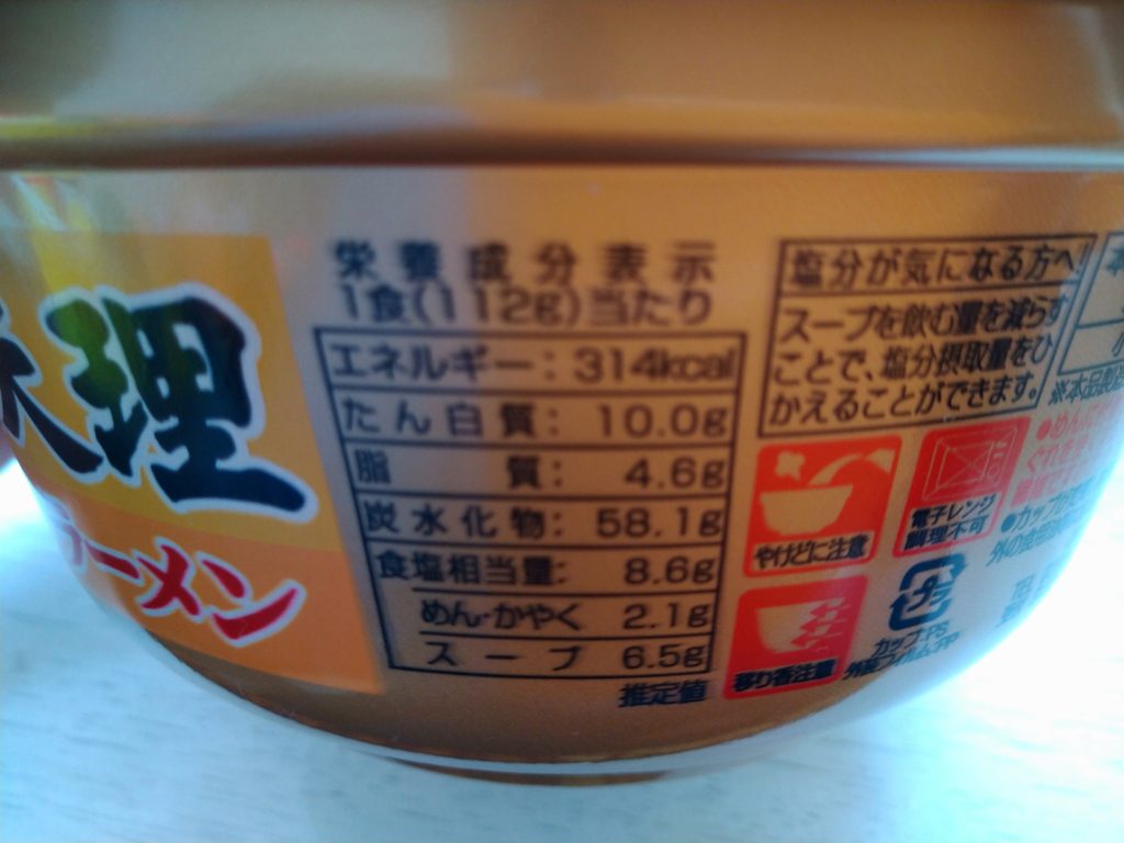 奈良の天理ラーメンは３１４カロリー